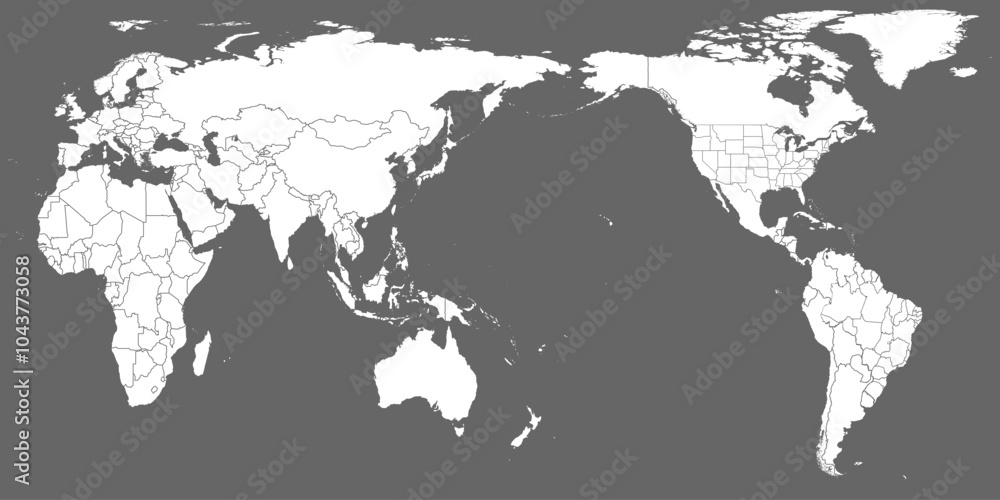 World Map vector. White similar world map blank vector on gray background. White similar world map with borders of all countries and States of USA map, and all States of Brazil map. High quality worl World Map vector. White similar world map blank vector on gray background. White similar world map with borders of all countries and States of USA map, and all States of Brazil map. High quality worl