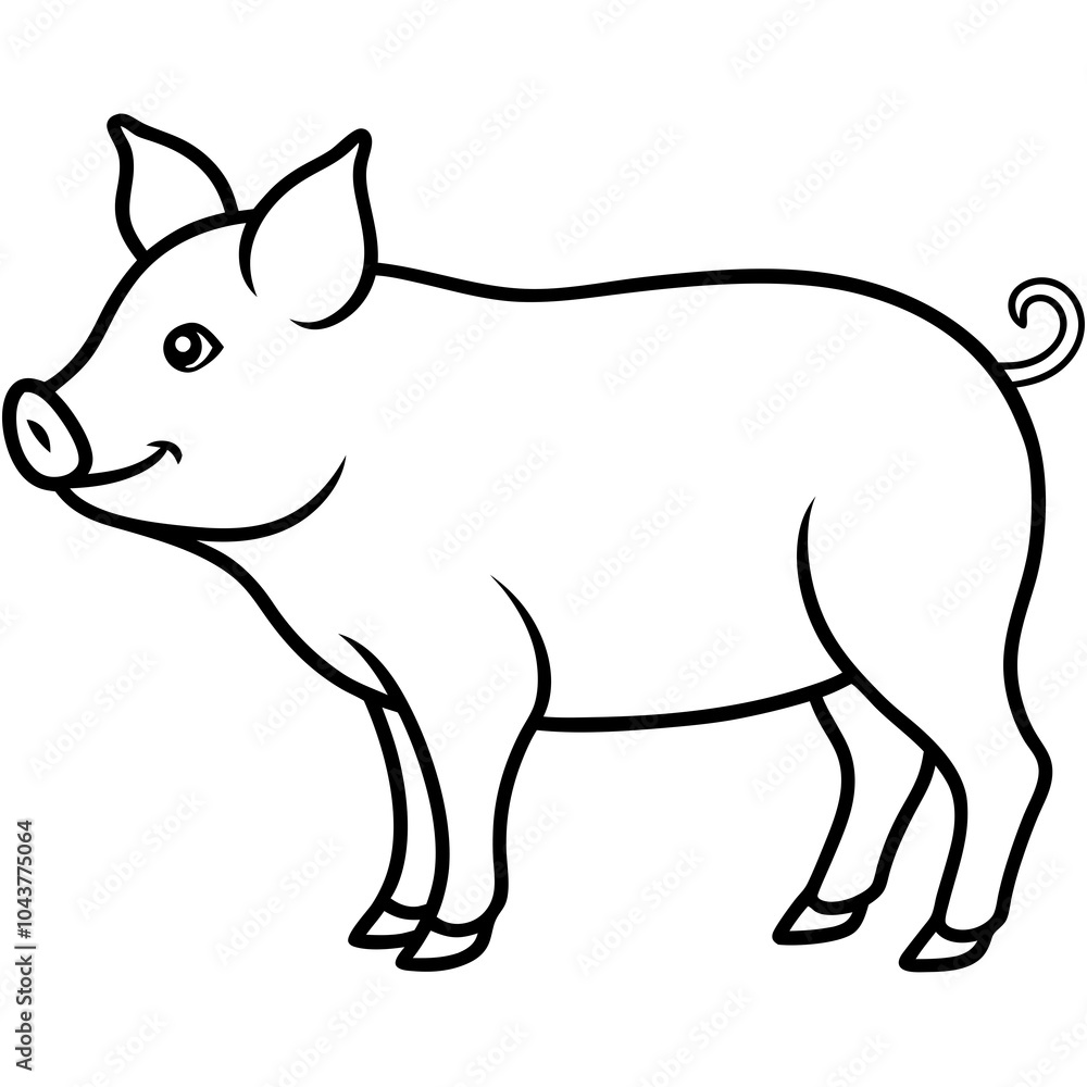 Fototapeta premium Pig Line Vector