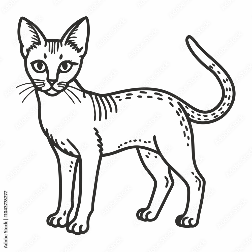 Fototapeta premium Elegant Cat Line Art Illustration Minimalist Vector Design of a Standing Feline