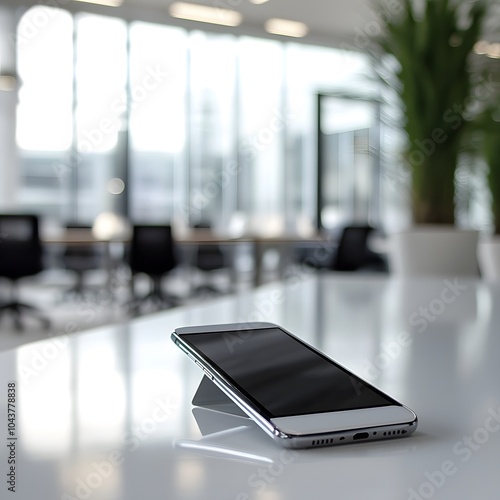 mobile phone on a modern office background, mobile phones foroffice use, high resolution, very detailed, high contrast, hyper-realistic, sharp focus, professional photography, photo