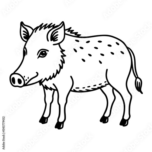 Wild Boar Line Art Illustration for Nature and Wildlife Designs