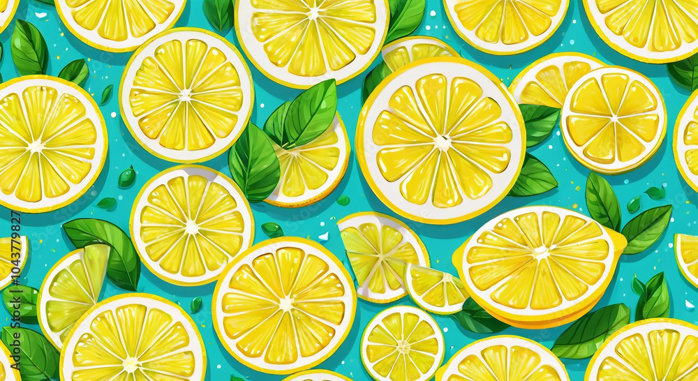 Seamless pattern with lemon slices fruity summer background Seamless pattern with lemon slices fruity summer background