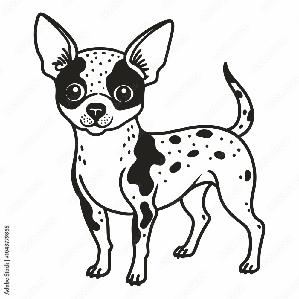 Adorable Cartoon Chihuahua Vector Illustration with Black Spots Adorable Cartoon Chihuahua Vector Illustration with Black Spots