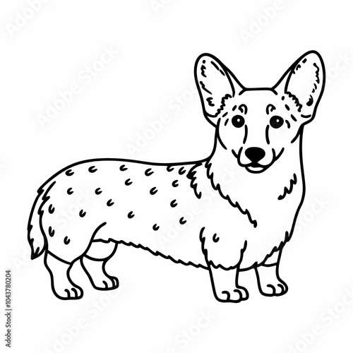 Adorable Corgi Line Art Illustration Cute, Fun, and Playful Dog Design