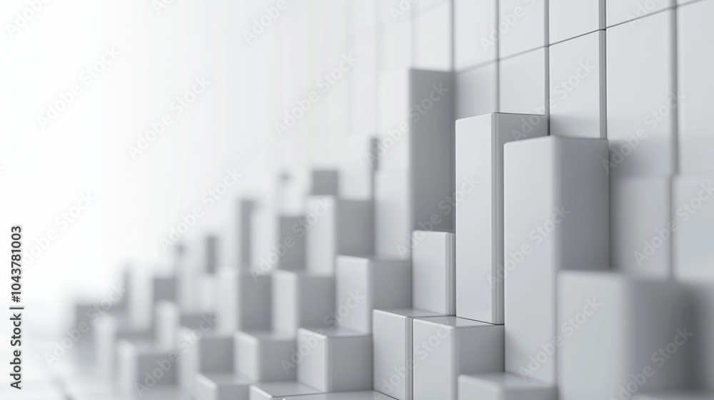 Fototapeta premium Minimalist Bar Graph on Clean White Background for Text Space