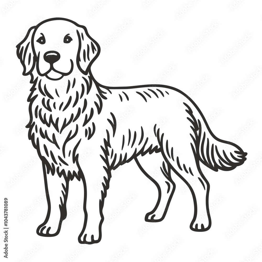 Golden Retriever Outline Vector Illustration for Pet and Animal Design Projects Golden Retriever Outline Vector Illustration for Pet and Animal Design Projects