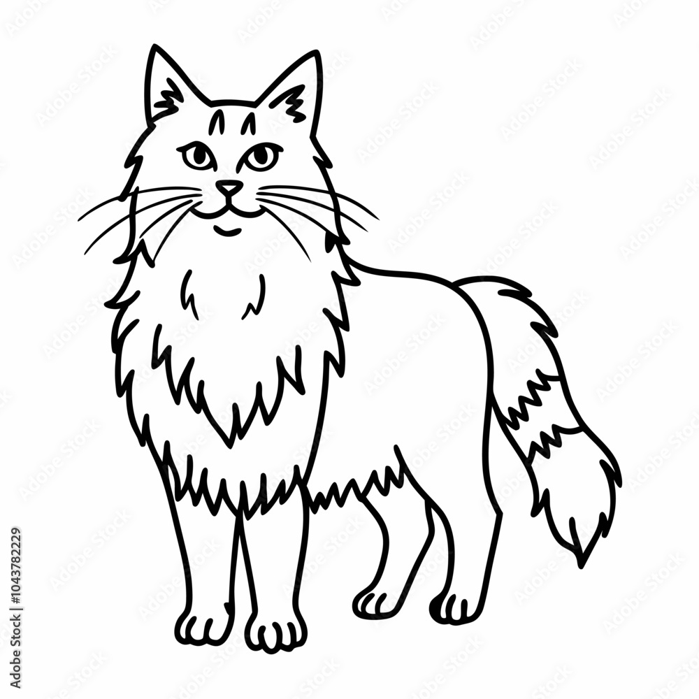 Maine Coon Cat Outline Elegant Feline Line Art for Pet Lovers Maine Coon Cat Outline Elegant Feline Line Art for Pet Lovers