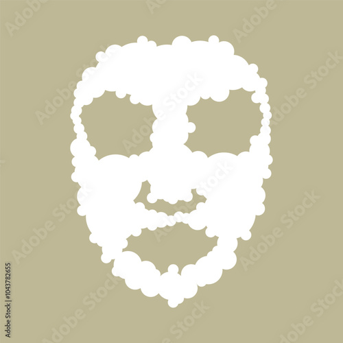 Cosmetology face care, face foam mask, vector isolated on green background..