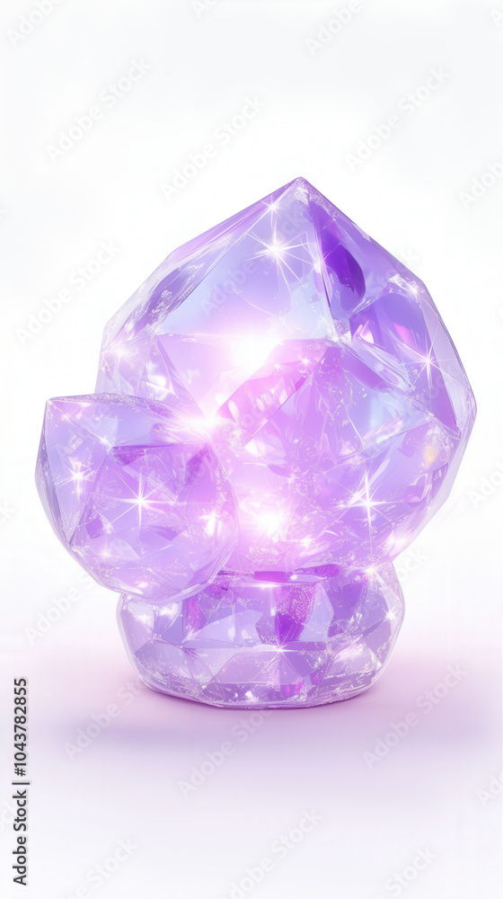 Sparkling purple crystal with ethereal glow and faceted gemstone design Sparkling purple crystal with ethereal glow and faceted gemstone design