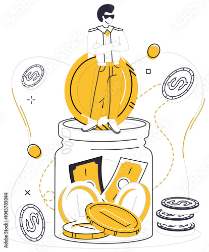 Money management vector illustration. The rate financial success is measured by beats in money managements rhythmic dance Banking is canvas, and money management is brushstroke, painting picture