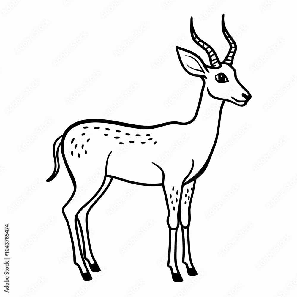 Elegant Line Art Illustration of a Graceful Antelope with Horns Elegant Line Art Illustration of a Graceful Antelope with Horns