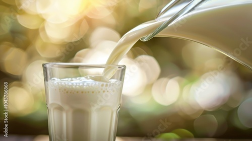 Milk is poured into a glass