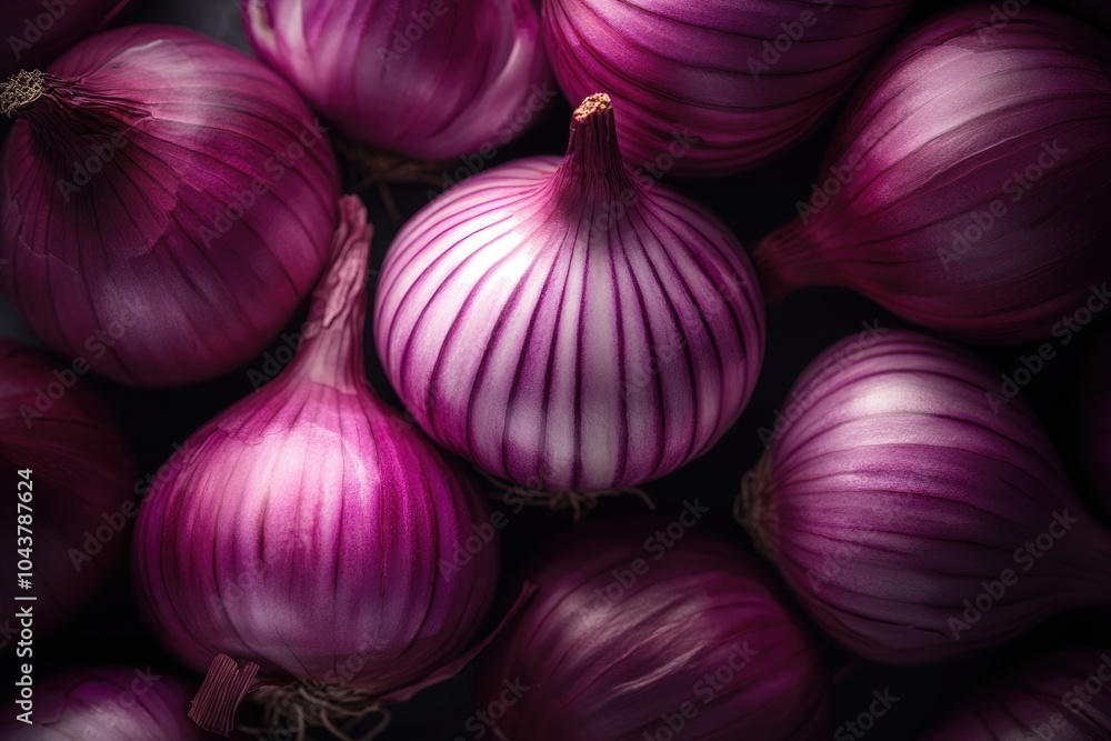 Gourmet Vegan Cuisine: Close-up of Fresh Red Onions in Stunning Natural Setting Gourmet Vegan Cuisine: Close-up of Fresh Red Onions in Stunning Natural Setting