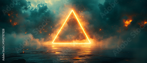 Glowing Triangle Shape in a Moody, Dreamy Landscape