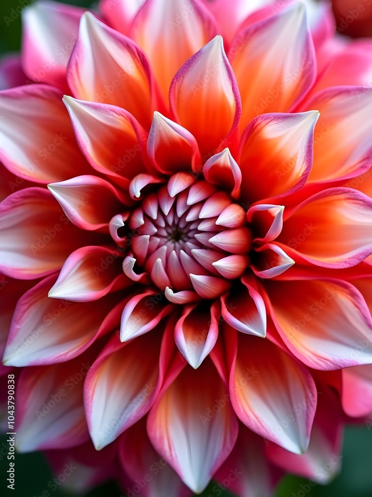 Obraz premium CloseUp Macro Photography of a Pink and White Dahlia Flower. Generative AI