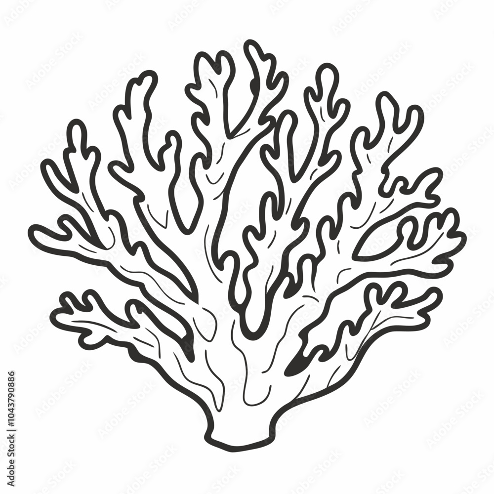 Stylized Coral Outline Vector Illustration for Ocean Themed Designs Stylized Coral Outline Vector Illustration for Ocean Themed Designs