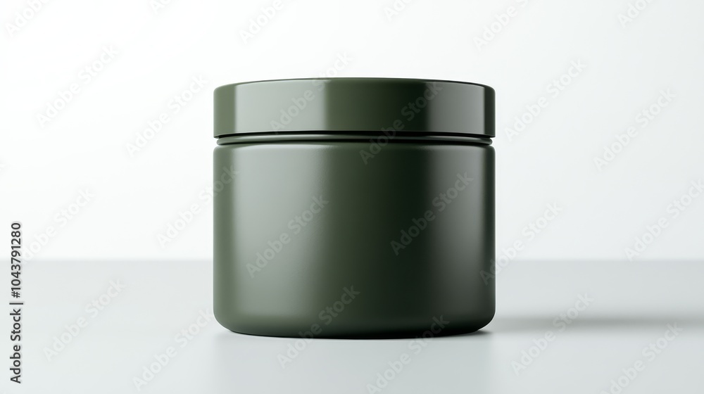 A single green container with a sleek, minimalist design and glossy finish, placed against a plain background.. A single green container with a sleek, minimalist design and glossy finish, placed against a plain background..