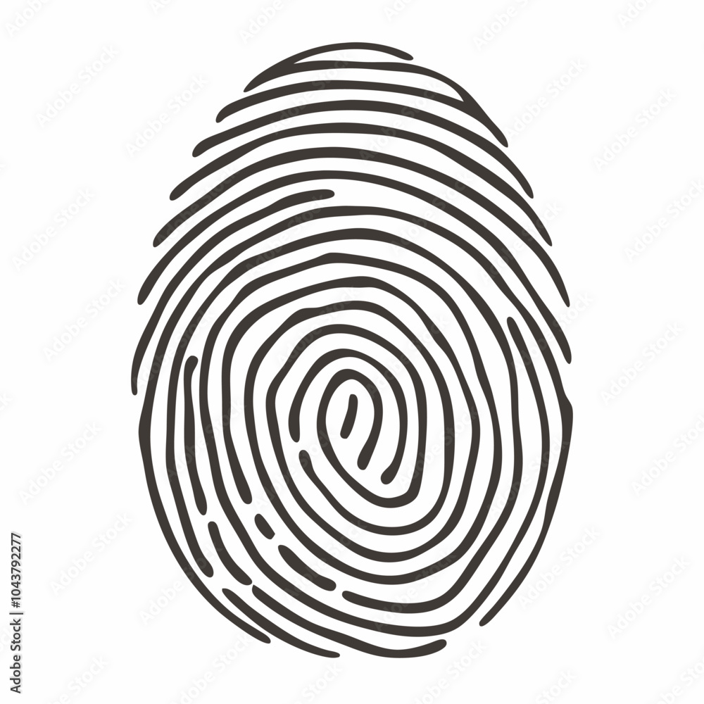 Fototapeta premium Minimalist Black and White Fingerprint Vector Illustration for Security and Identity