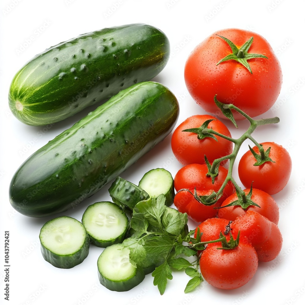 tomatoes and cucumbers on a white backround tomatoes and cucumbers on a white backround