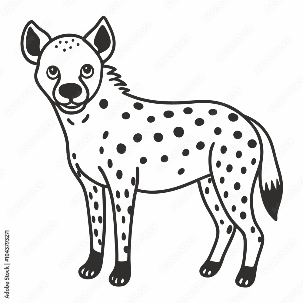 Illustration of a Spotted Hyena in Black and White Vector Art Style Illustration of a Spotted Hyena in Black and White Vector Art Style