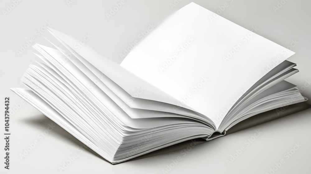 A studio product photo of an ultra-realistic blank white book, highlighting simplicity, minimalism, and clean design for promotional use.. A studio product photo of an ultra-realistic blank white book, highlighting simplicity, minimalism, and clean design for promotional use..