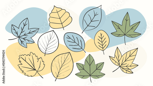 Minimalist leaves background. Vector illustration of leaf structure.