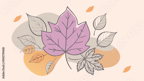 Minimalist leaves background. Vector illustration of leaf structure.