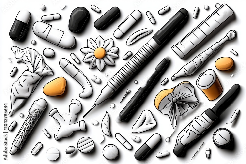 Simple line art of scientific tools, representing the essence of empirical observation and experimentation Simple line art of scientific tools, representing the essence of empirical observation and experimentation