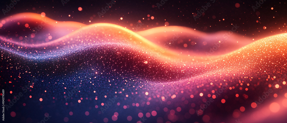 Fototapeta premium Abstract Glittering Wave Background Red, Pink and Purple Hues