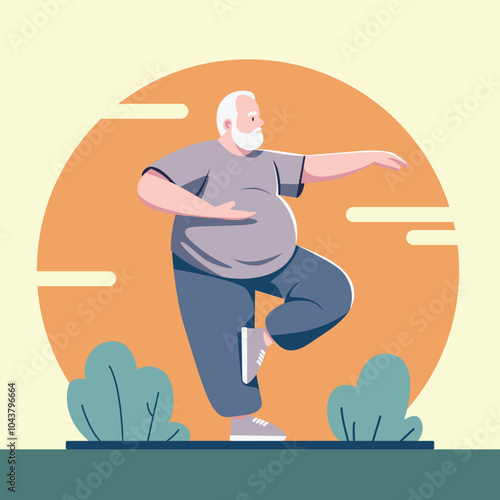 Senior man doing tai chi