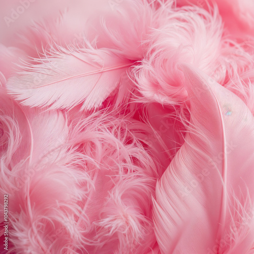 Obraz na płótnie Soft, fluffy pink feathers with a warm, pastel color palette w salonie