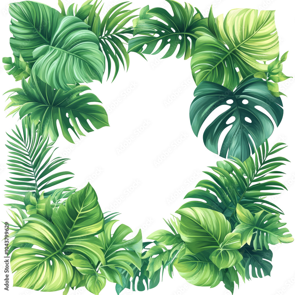 Tropical Leaf Frame on Transparent Background Tropical Leaf Frame on Transparent Background