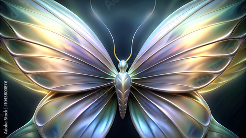 Stunning metallic butterfly illustration with iridescent wings and intricate details