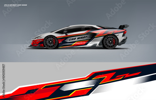 Modern Racing super car and sport car touch of red wrap livery design vector eps 10 decal printable file fit ready print on super car and sport car