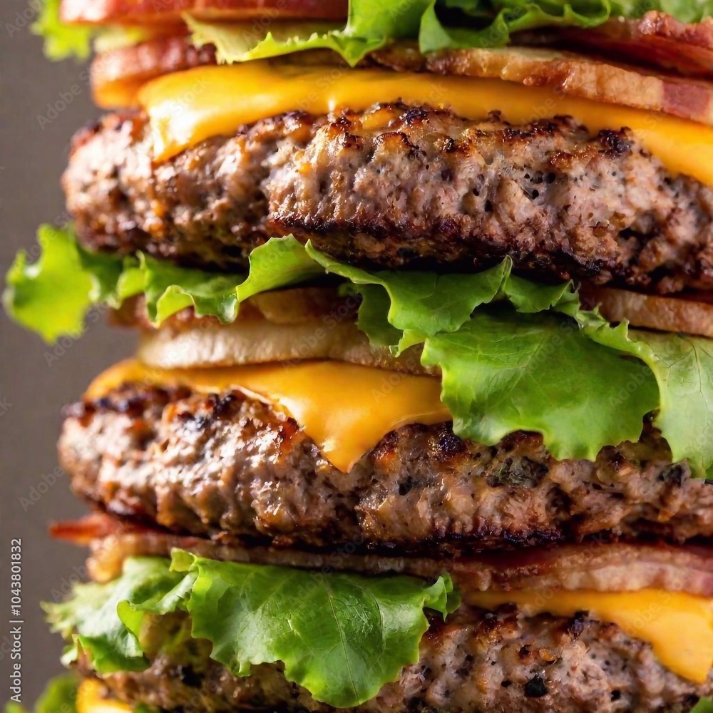 delicious homemade hamburger with fresh vegetables