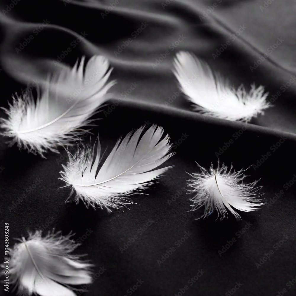 Obraz premium A black screen with a feather texture, adding a light, airy quality
