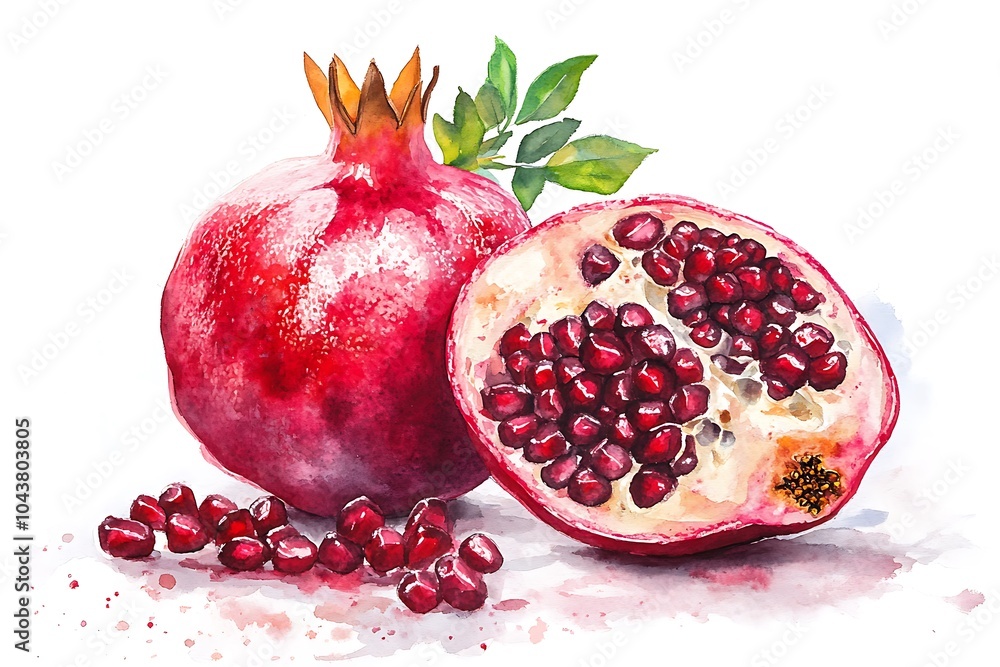Watercolor Painting of a Pomegranate Watercolor Painting of a Pomegranate