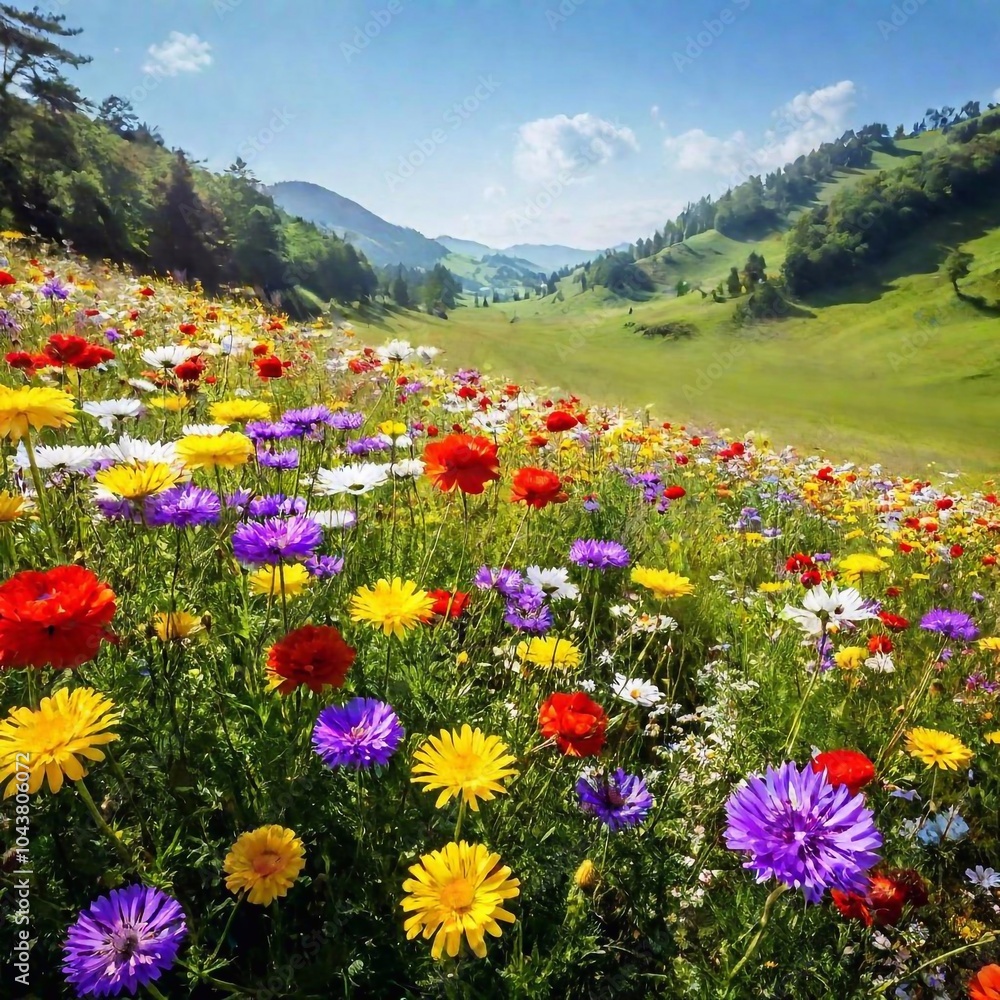 Obraz premium summer field with colorful flowers