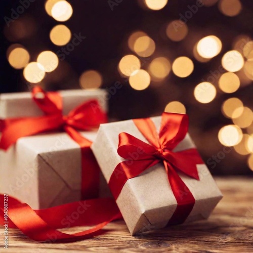 Wallpaper Mural close-up shot a giftbox on romantic Valentine's Day blurred background. from above Torontodigital.ca