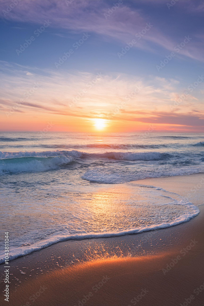 Fototapeta premium serene beach scene sunrise sunset