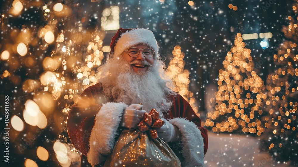Santa Claus holding a gift bag Santa Claus holding a gift bag