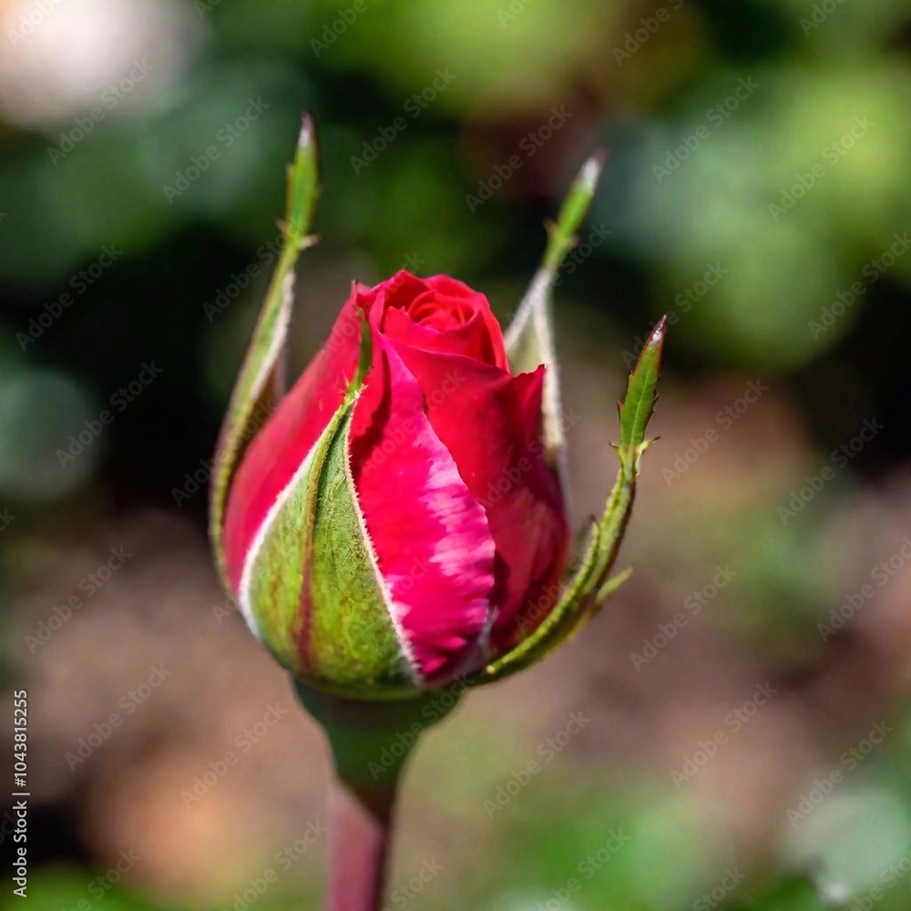 Rose Bud Close-Up: A close-up, eye-level shot of a rose bud just beginning to open. The deep focus showcases the delicate unfolding petals and the promise of the full bloom. Rose Bud Close-Up: A close-up, eye-level shot of a rose bud just beginning to open. The deep focus showcases the delicate unfolding petals and the promise of the full bloom.