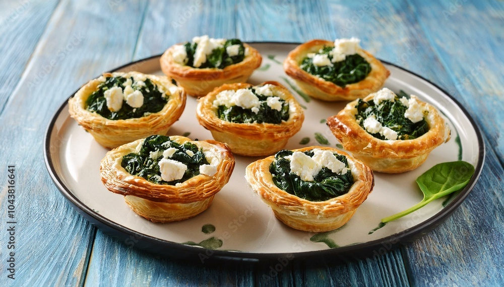 Homemade spinach and feta cheese puff pastry cups Homemade spinach and feta cheese puff pastry cups