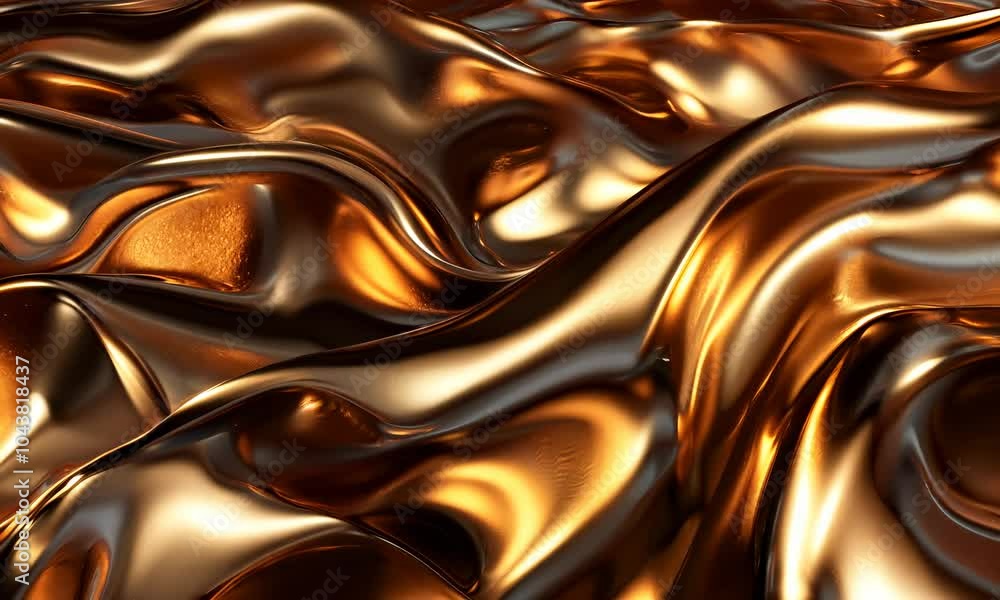 Abstract fluid shapes in golden hues flowing elegantly over a smooth surface Abstract fluid shapes in golden hues flowing elegantly over a smooth surface