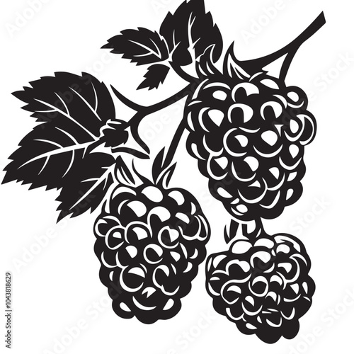 Raspberries In cartoon, hand-drawn flat style. image for social media, websites and UI. Isolated 2D vector design in logo, icon, sketch style, simple line vector, single color. AI Generative Art.