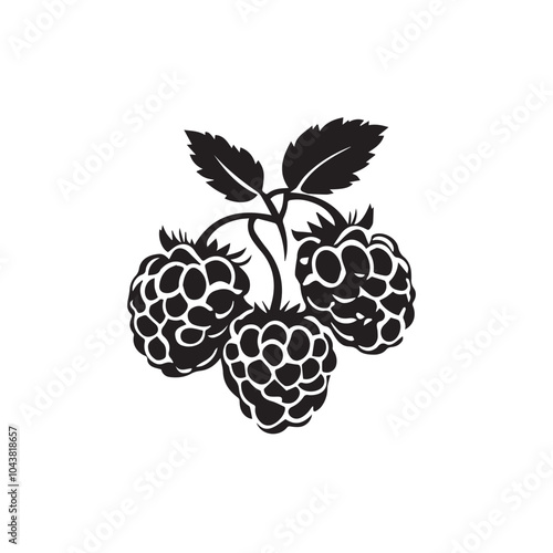 Raspberries In cartoon, hand-drawn flat style. image for social media, websites and UI. Isolated 2D vector design in logo, icon, sketch style, simple line vector, single color. AI Generative Art.