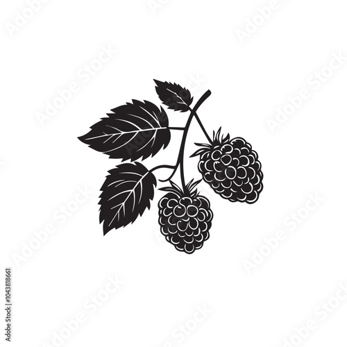 Raspberries In cartoon, hand-drawn flat style. image for social media, websites and UI. Isolated 2D vector design in logo, icon, sketch style, simple line vector, single color. AI Generative Art.