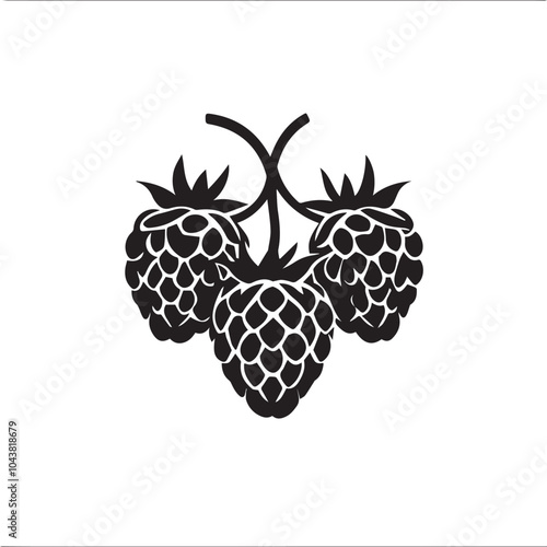 Raspberries In cartoon, hand-drawn flat style. image for social media, websites and UI. Isolated 2D vector design in logo, icon, sketch style, simple line vector, single color. AI Generative Art.