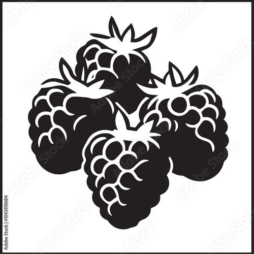 Raspberries In cartoon, hand-drawn flat style. image for social media, websites and UI. Isolated 2D vector design in logo, icon, sketch style, simple line vector, single color. AI Generative Art.