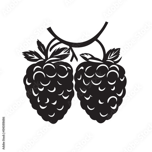 Raspberries In cartoon, hand-drawn flat style. image for social media, websites and UI. Isolated 2D vector design in logo, icon, sketch style, simple line vector, single color. AI Generative Art.